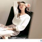 Long-sleeve Asymmetrical Collar Embroidered Blouse