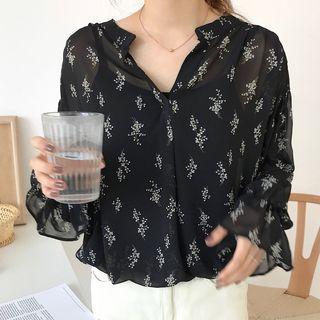 Set: Camisole Top + Printed Chiffon Shirt