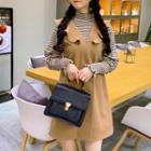 Striped Long-sleeve T-shirt / Ruffle Jumper Dress