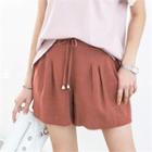 Band-waist Relaxed Linen Blend Shorts