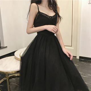 Plain Spaghetti Strap Lace Dress