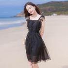 Ruched Mesh Sleeveless Dress