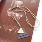 Wooden-triangle Faux-suede Necklace