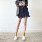 Button-front Mini Denim Skirt