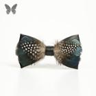 Faux Leather Feather Bow Tie