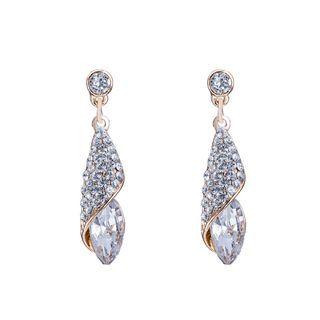 Elegant Brilliant Water Drop Shaped Cubic Zircon Earrings Golden - One Size