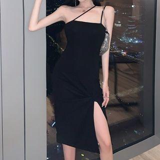 Asymmetric Spaghetti Strap Midi Dress