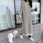 Hooded Striped Maxi Knit Dress