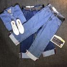 Cuffed Straight-leg Cropped Jeans