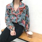 Floral Long-sleeve Loose-fit Blouse