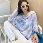 Long-sleeve Tie Dye T-shirt Blue - M