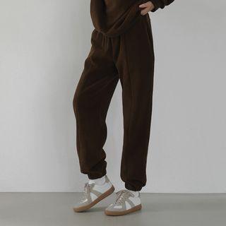 [nefct] Fleece Jogger Pants Brown - One Size