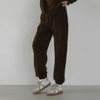 [nefct] Fleece Jogger Pants Brown - One Size