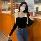Cold-shoulder Tie-strap Blouse