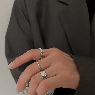 Set Of 3: Alloy Open Ring Set Of 3 - Silver - One Size