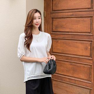 Sheer-trim Dip-back T-shirt