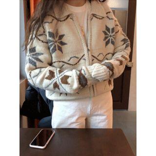 Zip-up Pattern Knit Jacket