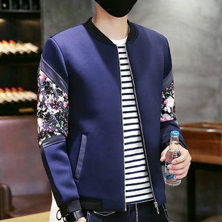 Floral Panel Bomber Jacket