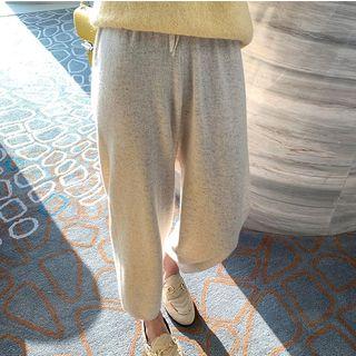 High Waist Cropped Pants Oatmeal - One Size