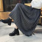 Glittering Pleated Midi Skirt