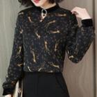 Long-sleeve Star Pattern Chiffon Top