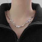 Faux Pearl Choker Necklace White Faux Pear - Silver - One Size