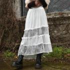 Plain Lace Paneled Maxi Skirt