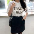 Short-sleeve Leopard Letter T-shirt