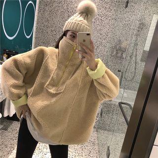 Zip Placket Pullover Khaki - One Size