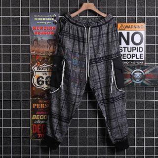 Plaid Cargo Harem Sweatpants