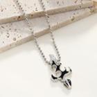 Flame Pendant Alloy Necklace 1pc - Silver & Black - One Size