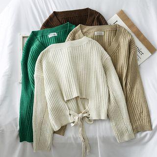 Cutout Tie-back Crop Sweater