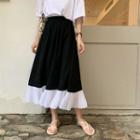 Paneled Midi A-line Skirt Black - One Size