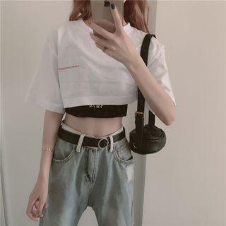 Lettering Cropped Tank Top / Short-sleeve Cropped T-shirt