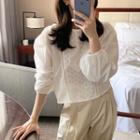 Balloon-sleeve Eyelet Blouse White - One Size