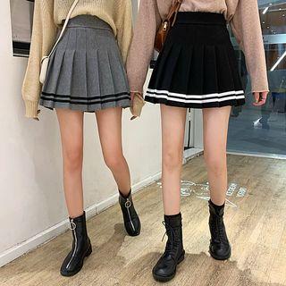 High-waist Striped Accordion Pleat Skirt