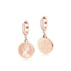 Fashion Classic Plated Rose Gold 316l Stainless Steel Portrait Geometric Round Earrings Rose Gold - One Size