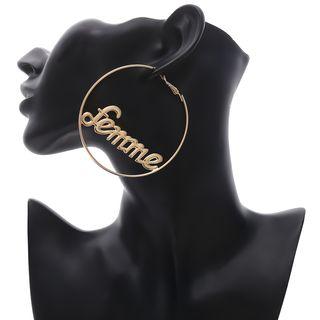 Alloy Lettering Hoop Earring