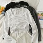 Square-neck Drawstring Crop T-shirt