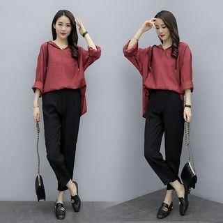 Set: 3/4-sleeve Blouse + Harem Pants
