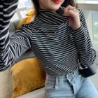 Long-sleeve Striped Turtle Neck T-shirt