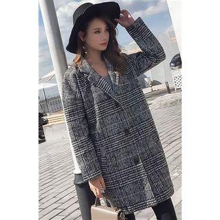 Single-breasted Plaid Woolen Coat