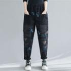Abstract Print Washed Harem Jeans
