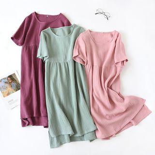 Side Slit Short-sleeve Nightdress