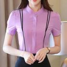 Short-sleeve Piped Shirt / Pencil Skirt / Slim-fit Pants