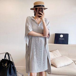 Batwing-sleeve Hooded Knit Top