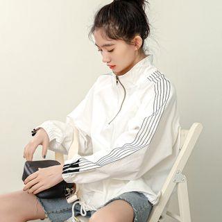 Half-zip Striped Sweatshirt White - One Size