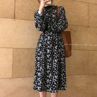 Set : Lace Underlay Top + Floral Dress