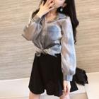 Set: Sheer Shirt + Strapless A-line Mini Dress