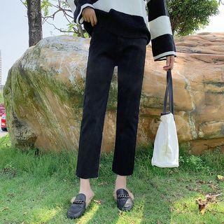 Velvet Cropped Straight-cut Pants